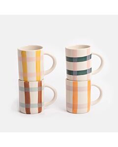 Caroline Gardner Multi-Check Set of 4 Espresso Cups